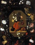 Juan de  Espinosa Still-Life with Flowers with a Garland of Fruit Spain oil painting artist